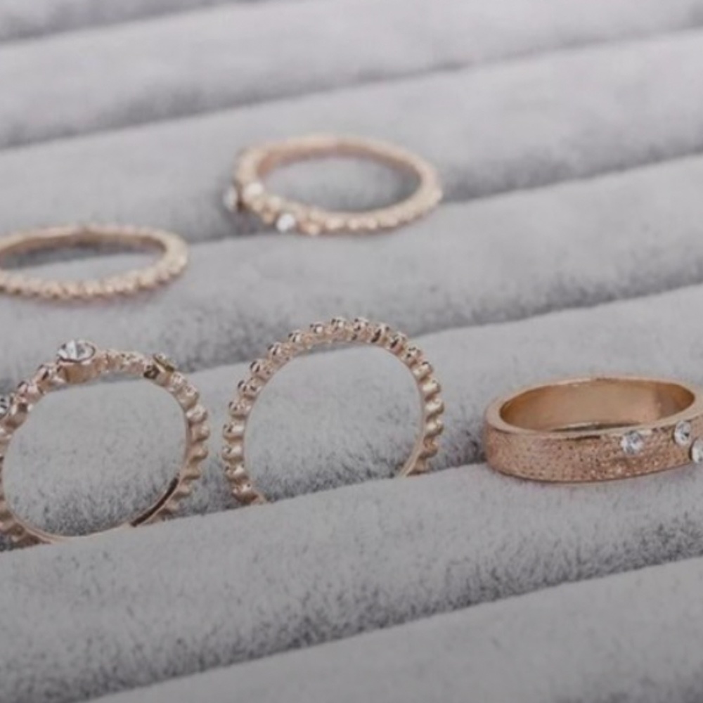 NEW 5pcs Rose Gold Crystal Statement Ring - Picture 3 of 5